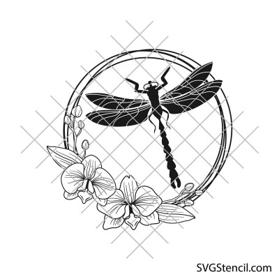 Floral dragonfly svg | Dragonfly with flowers svg