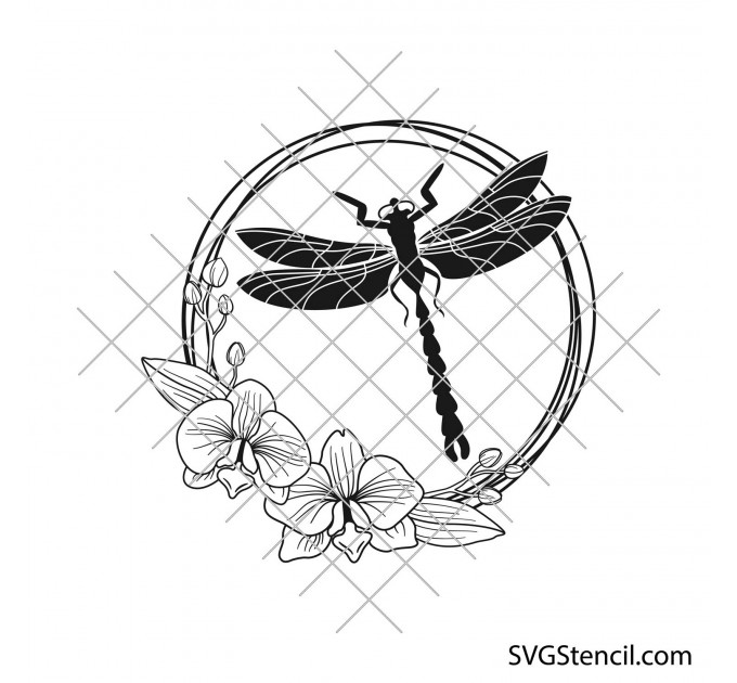 Floral dragonfly svg | Dragonfly with flowers svg