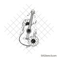 Floral guitar svg | Acoustic instruments svg | Creative guitar svg