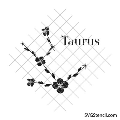 Taurus floral zodiac sign svg