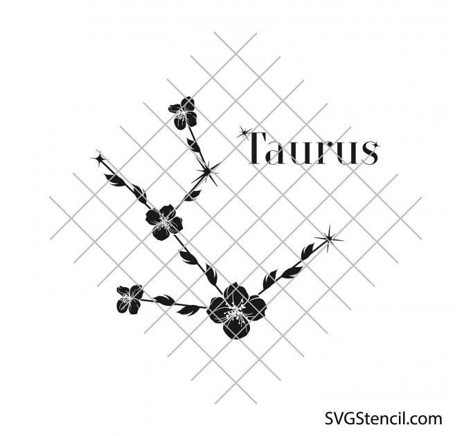 Taurus floral zodiac sign svg