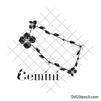 Gemini zodiac sign svg | Сonstellation with flowers svg