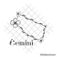 Gemini zodiac sign svg | Сonstellation with flowers svg