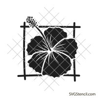 Hibiscus floral frame svg | Flower wreath svg | Tropical flower svg