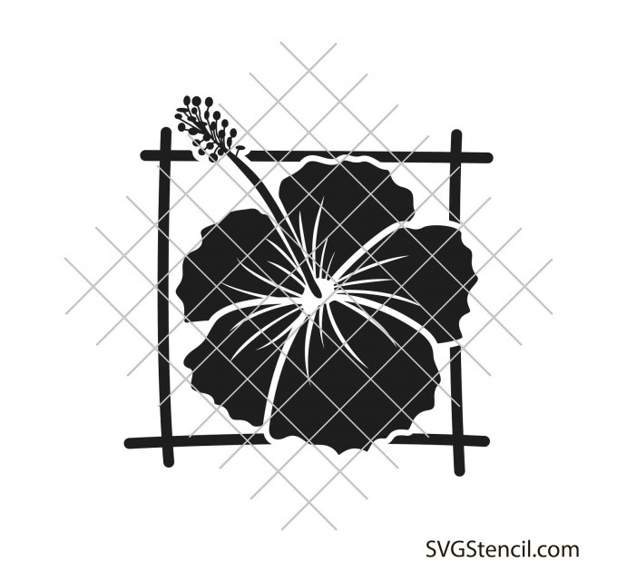 Hibiscus floral frame svg | Flower wreath svg | Tropical flower svg