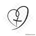 Cross inside heart svg | Heart with cross svg | Christian vector