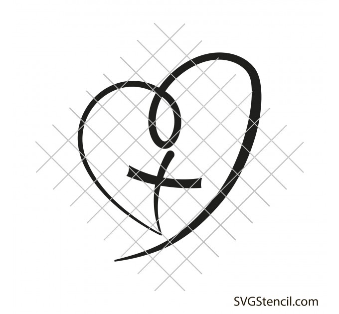 Cross inside heart svg | Heart with cross svg | Christian vector