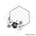 Hexagon hibiscus frame svg | Tropical monogram svg | Wedding frame svg