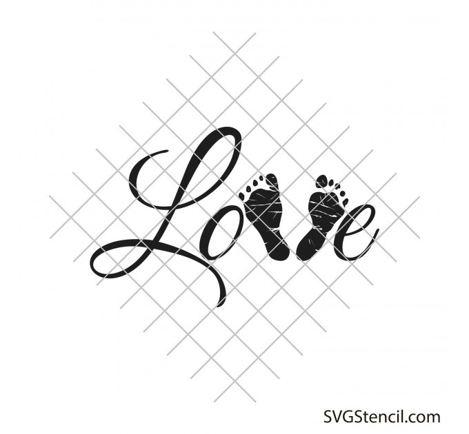 Love baby footprint svg