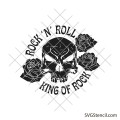 Skeleton head with roses svg | Rock and Roll King of rock svg | Floral skull svg