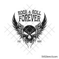 Rock and Roll forever svg | Skull with angel wings svg & png files