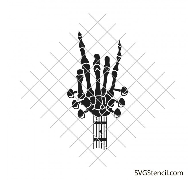 Skeleton rock hand with heart svg