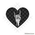 Skeleton rock hand with heart svg