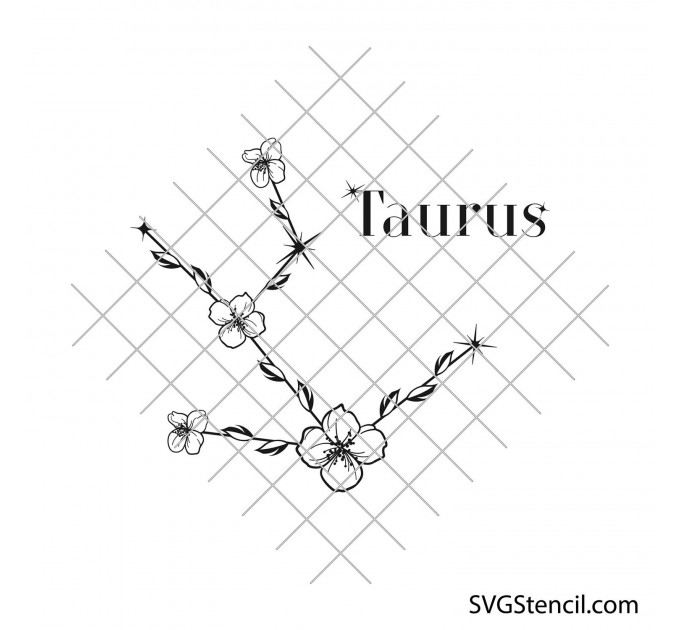 Taurus floral zodiac sign svg