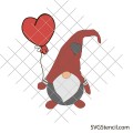 Valentine gnome with heart balloon svg
