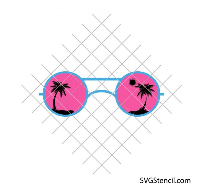 Sunglasses with palm trees svg