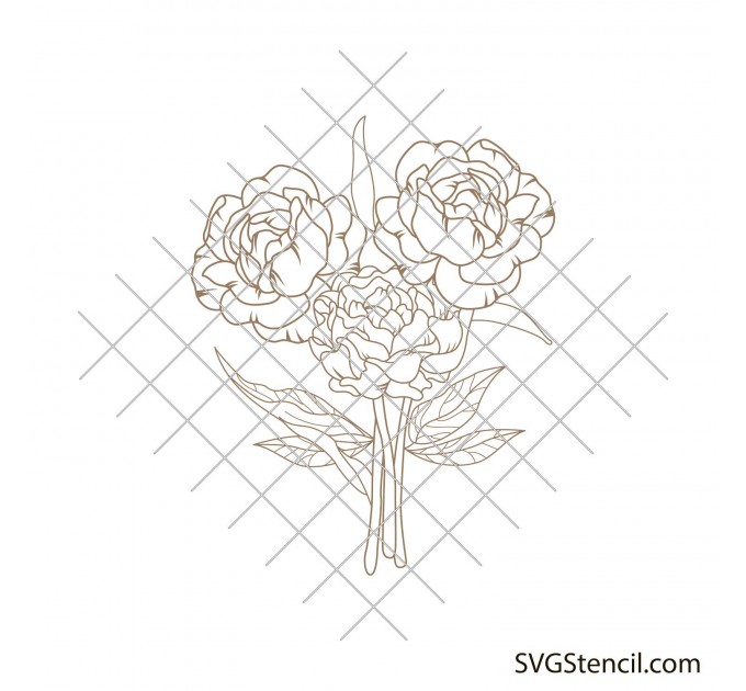 A bouquet of peonies svg