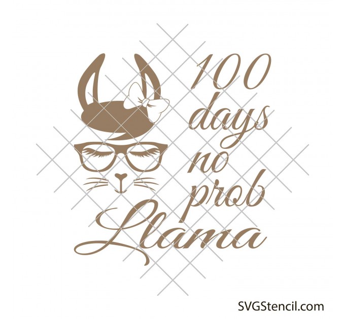 100 days of school no prob llama svg