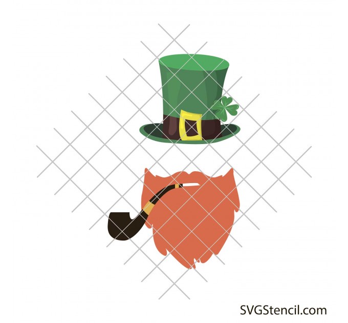 Saint Patrick's beard and hat svg