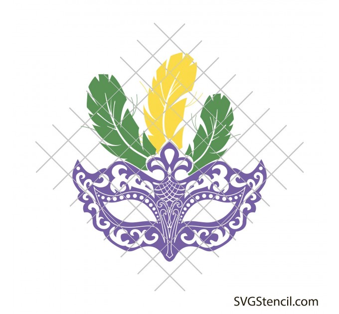 Mardi Gras mask with feathers svg