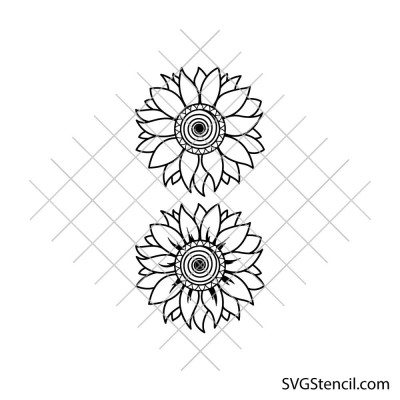 Sunflower mandala svg | Black and white sunflower svg | Sunflower decal svg
