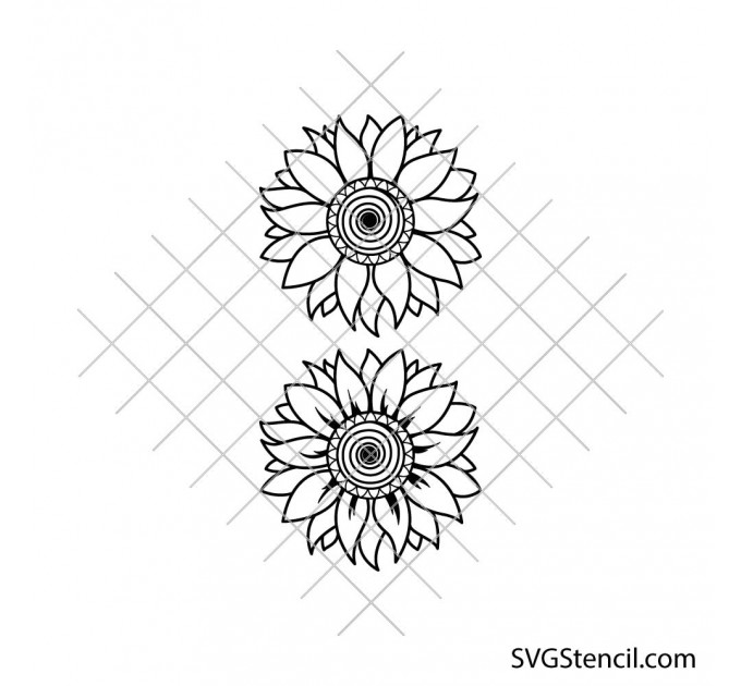 Sunflower mandala svg | Black and white sunflower svg | Sunflower decal svg