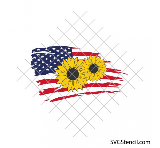 American patriotic sunflower USA svg | 4th of July flower design