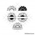 Half sunflower svg | Split sunflower svg | Sunflower monogram svg