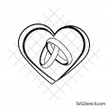 Wedding rings line art | Heart wedding band svg | Intertwined wedding rings svg