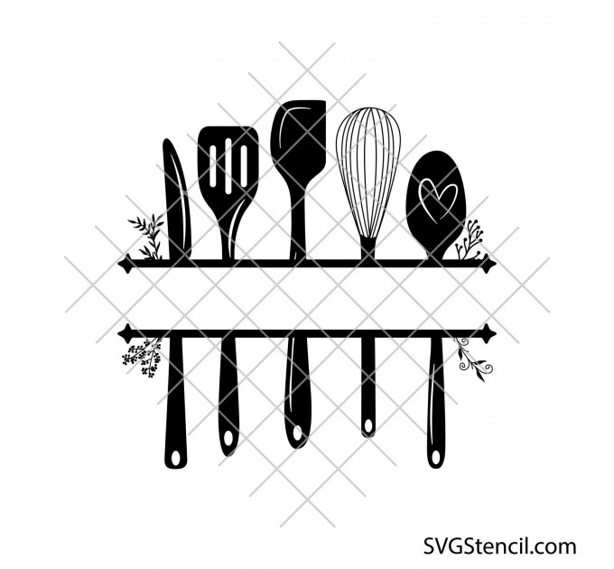 Kitchen split frame svg | Kitchen monogram svg | Cooking svg