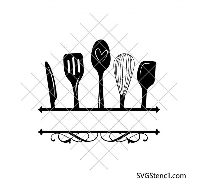 Kitchen split frame svg | Kitchen monogram svg | Cooking svg