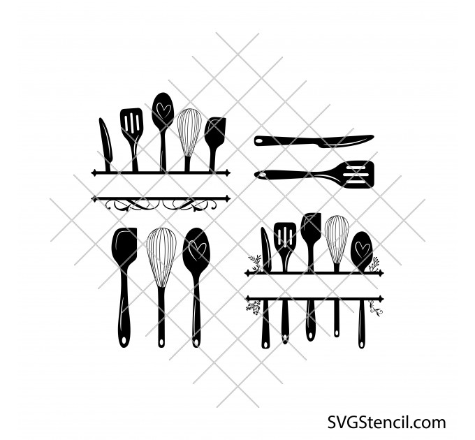 Kitchen split frame svg | Kitchen monogram svg | Cooking svg