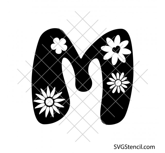 Floral alphabet svg | Alphabet with flowers svg | Retro alphabet svg