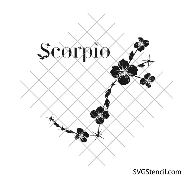 Scorpio zodiac sign svg | Floral zodiac svg | Horoscope svg