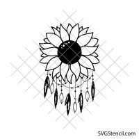 Sunflower dream catcher svg | Sunflower with feather dream catcher svg