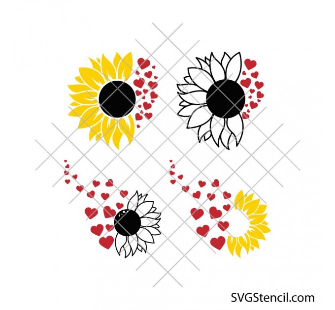 Sunflower heart svg | Love sunflower svg | Flower svg