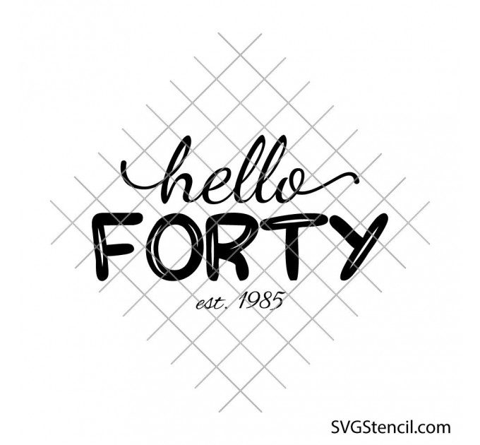 Hello forty svg | Established 1985 svg