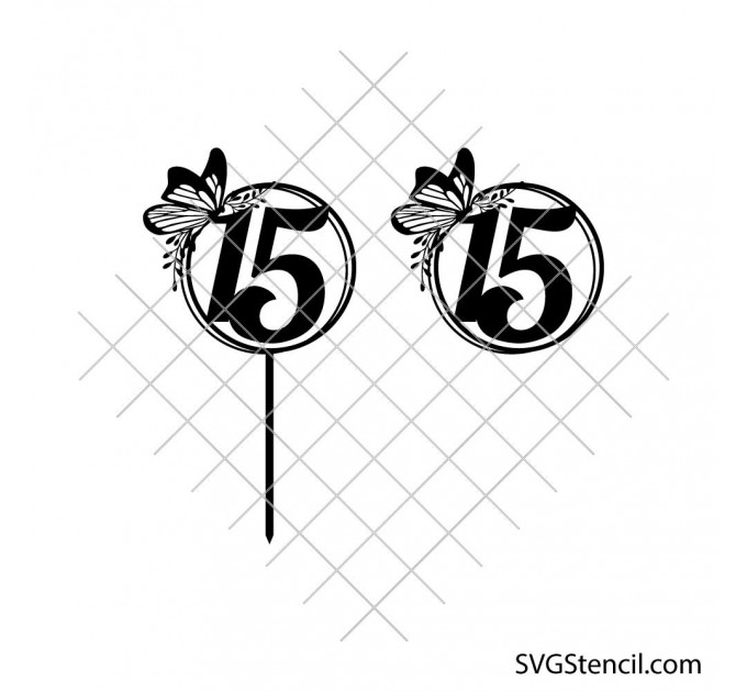 15th birthday svg | Birthday cake topper design | Happy birthday svg