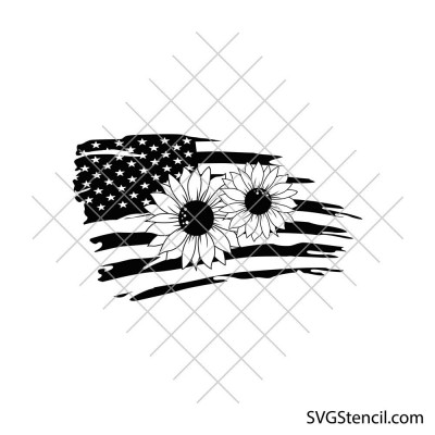 American patriotic sunflower USA svg | 4th of July flower design