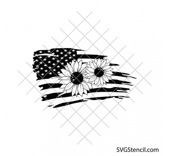 American patriotic sunflower USA svg | 4th of July flower design