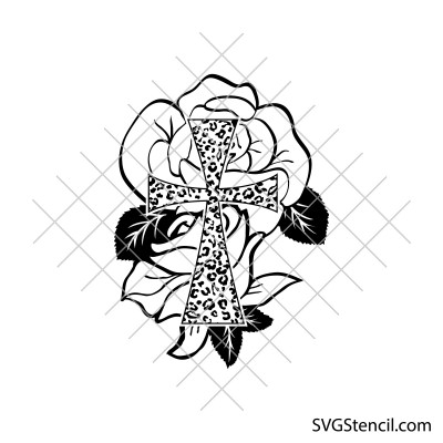 Cross and roses svg | Leopard cross svg | Praying flowers svg