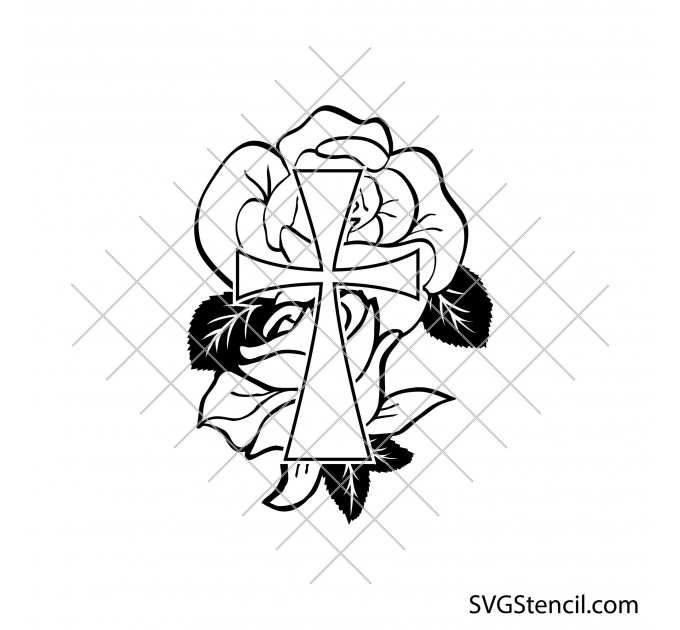 Cross and roses svg | Leopard cross svg | Praying flowers svg