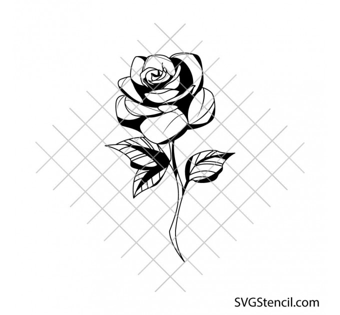 Long stem rose svg | Cricut rose svg | Abstract rose svg