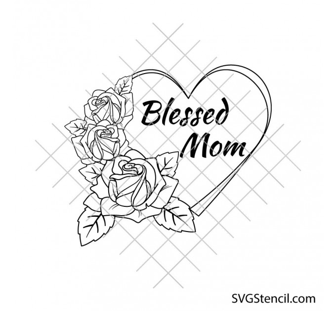 Blessed mom svg | Floral svg drawing | Mama shirt svg design