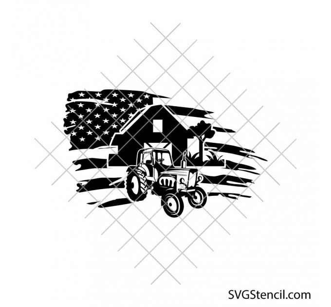 US farm tractor svg | American flag svg | Farmer svg