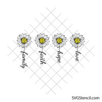 Faith Hope Love Family daisy svg | Floral design svg | Margarita png