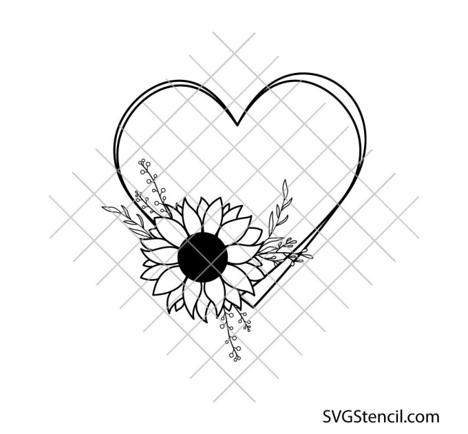 Heart with flowers svg | Floral heart svg | Love svg