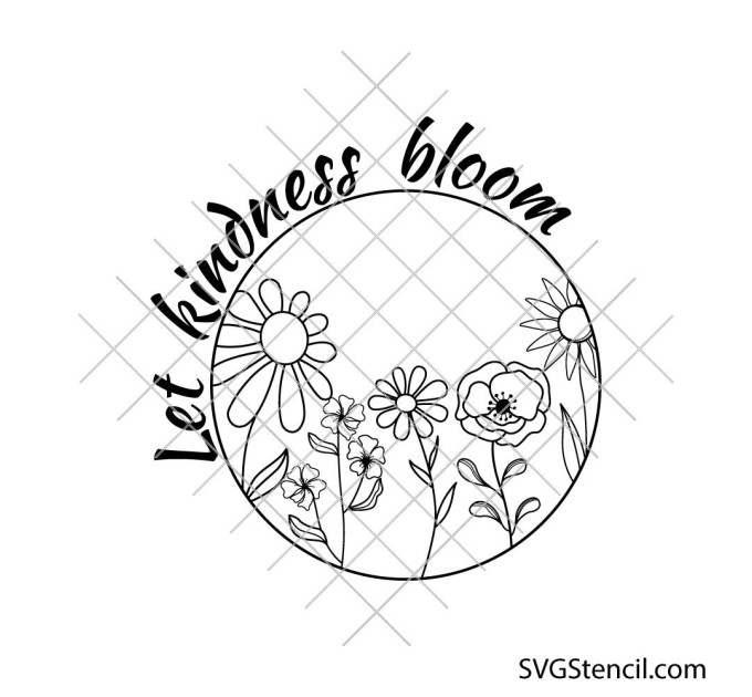 Let kindness bloom svg | Retro flower svg | Mental health svg