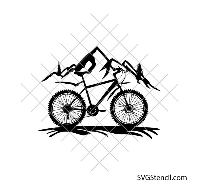 Mountain bike svg | Mountain tops svg | Cycling svg