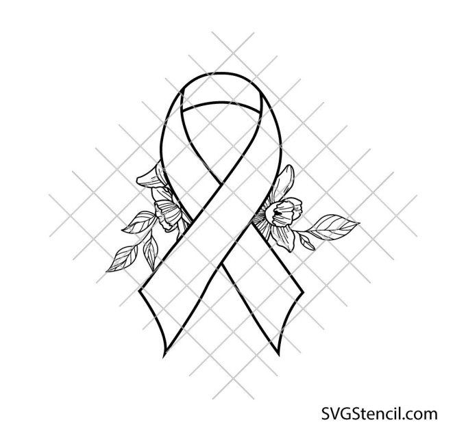 Awareness ribbon with flowers svg | Support ribbon svg | Charity svg